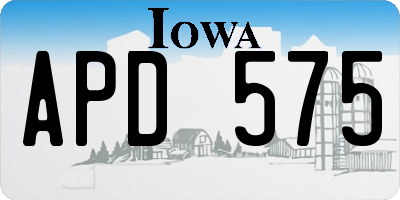 IA license plate APD575