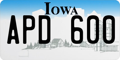 IA license plate APD600
