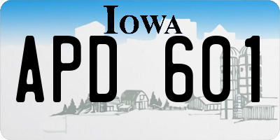 IA license plate APD601