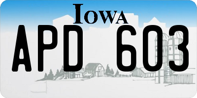 IA license plate APD603