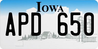 IA license plate APD650