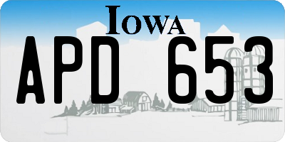 IA license plate APD653