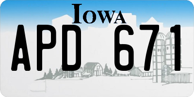 IA license plate APD671