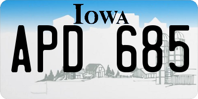 IA license plate APD685