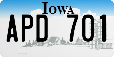 IA license plate APD701