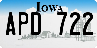 IA license plate APD722