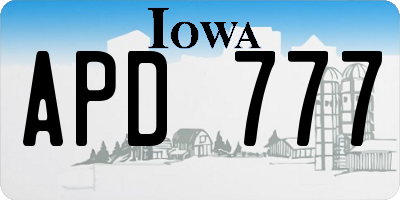 IA license plate APD777