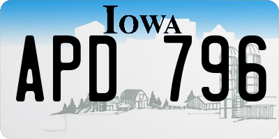 IA license plate APD796