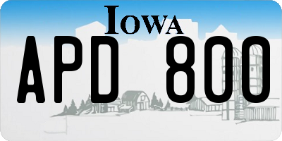 IA license plate APD800