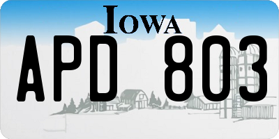 IA license plate APD803