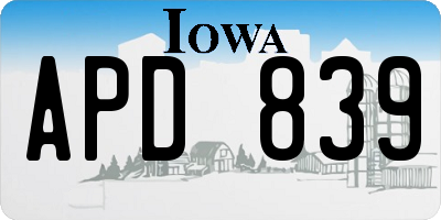 IA license plate APD839