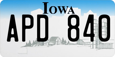 IA license plate APD840