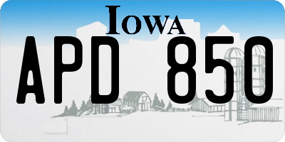 IA license plate APD850