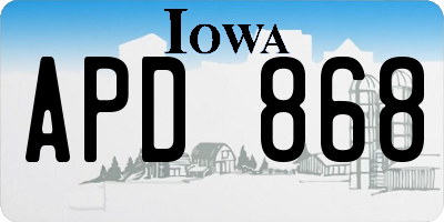 IA license plate APD868