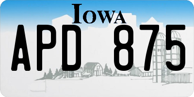 IA license plate APD875