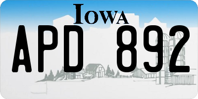 IA license plate APD892