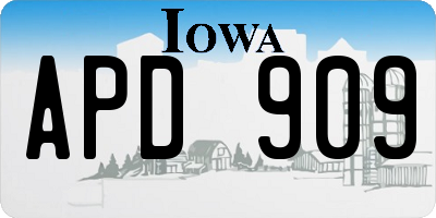 IA license plate APD909