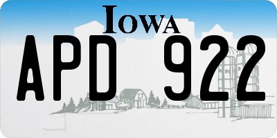 IA license plate APD922