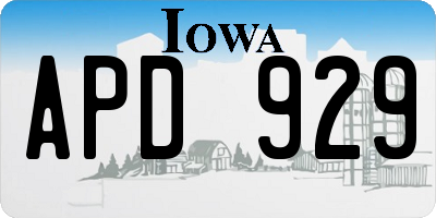 IA license plate APD929