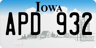IA license plate APD932