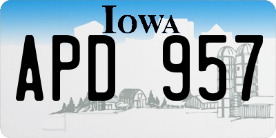 IA license plate APD957