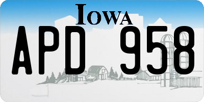 IA license plate APD958