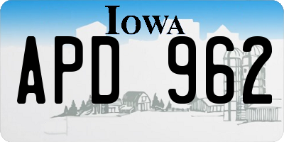 IA license plate APD962