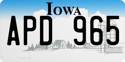 IA license plate APD965