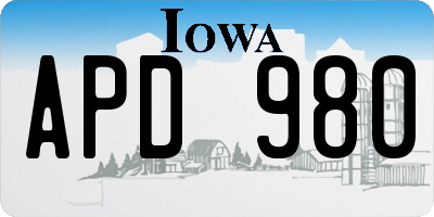 IA license plate APD980