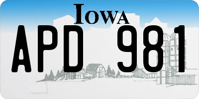 IA license plate APD981