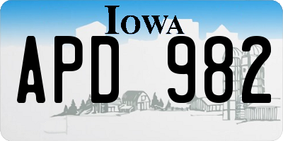 IA license plate APD982