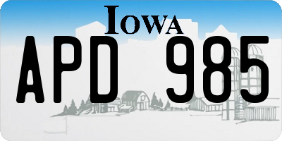 IA license plate APD985