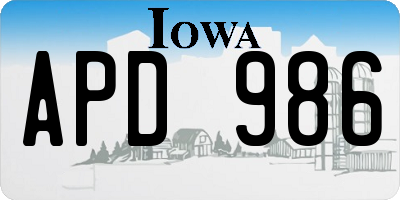 IA license plate APD986