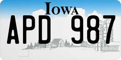 IA license plate APD987