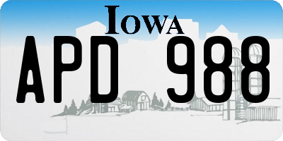 IA license plate APD988