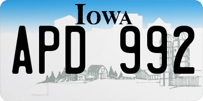 IA license plate APD992