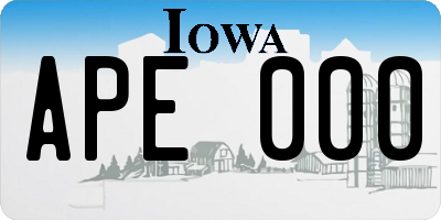 IA license plate APE000