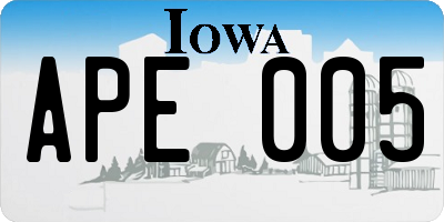IA license plate APE005