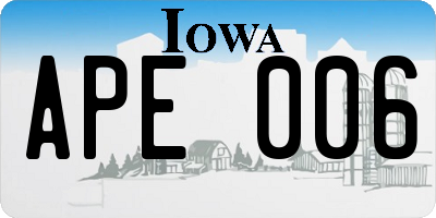 IA license plate APE006