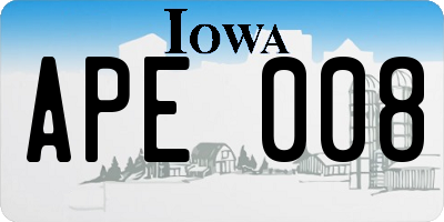 IA license plate APE008