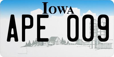 IA license plate APE009