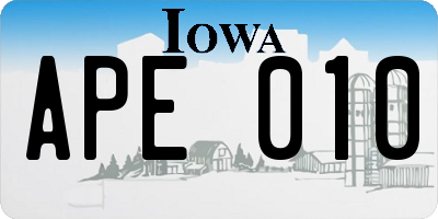 IA license plate APE010