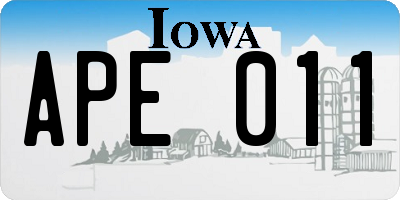 IA license plate APE011