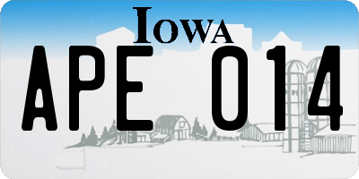 IA license plate APE014