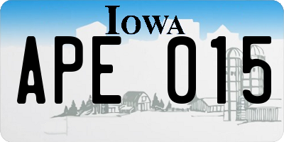 IA license plate APE015