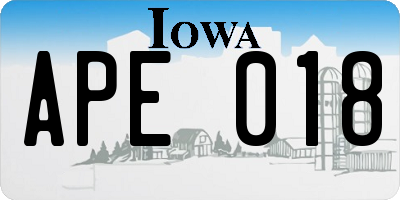 IA license plate APE018