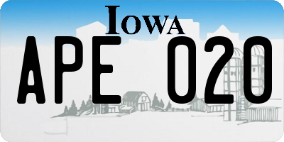 IA license plate APE020