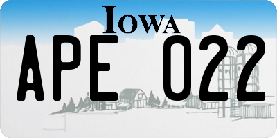 IA license plate APE022
