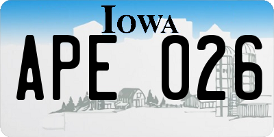 IA license plate APE026
