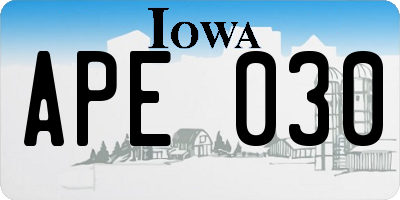IA license plate APE030